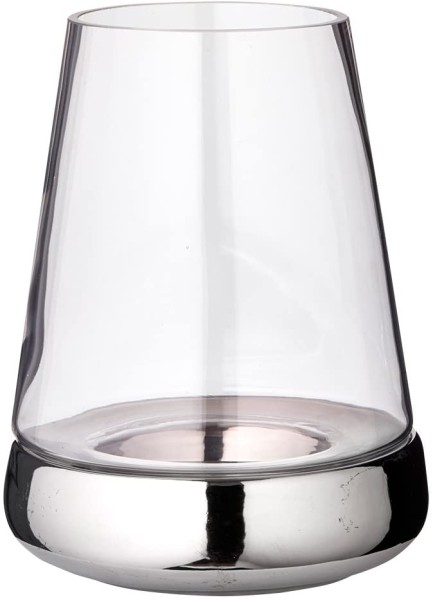 Windlicht Kerzenglas Bora mit glattem Fuß, Glas und Keramik, Höhe 28 cm, Durchmesser 18 cm