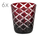 6er Set Kristallgläser Dio, rot, handgeschliffenes Glas , Höhe 10 cm, Füllmenge 0,23 Liter