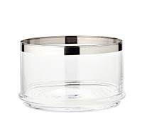 Glasschale Servierbox Vigo, mundgeblasenes Kristallglas mit Platinrand, ø 19 cm, Höhe 12 cm