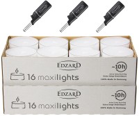 32 Stück Maxilights Maxi-Teelichter, weiß, transparente Kunststoffhülle, inkl. 3 Mini-Stabfeuerzeug