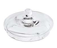 Deckel für Vorratsglas Lia (H 5 cm, ø 14 cm), mundgeblasenes Kristallglas als Glasdeckel für Schale