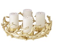 Adventskranz Porus Gold, Geweih-Design, Aluminium vernickel, Durchmesser 32 cm, für Kerzen ø 6 cm