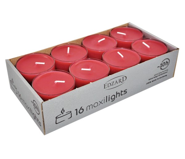 SALE 16 Stück Maxilights Maxi-Teelichter, rot, transparente Kunststoffhülle