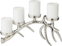 Tischleuchter Hugo (Höhe 15 cm, Länge 38 cm), silberfarben, Aluminium vernickelt, für 4 Kerzen
