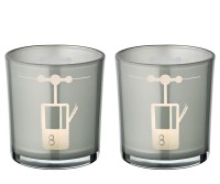2er-Set Teelichtglas Lift (Höhe 8 cm, ø 7,5 cm) in Grau, Windlicht mit sportlichem Skilift-Motiv