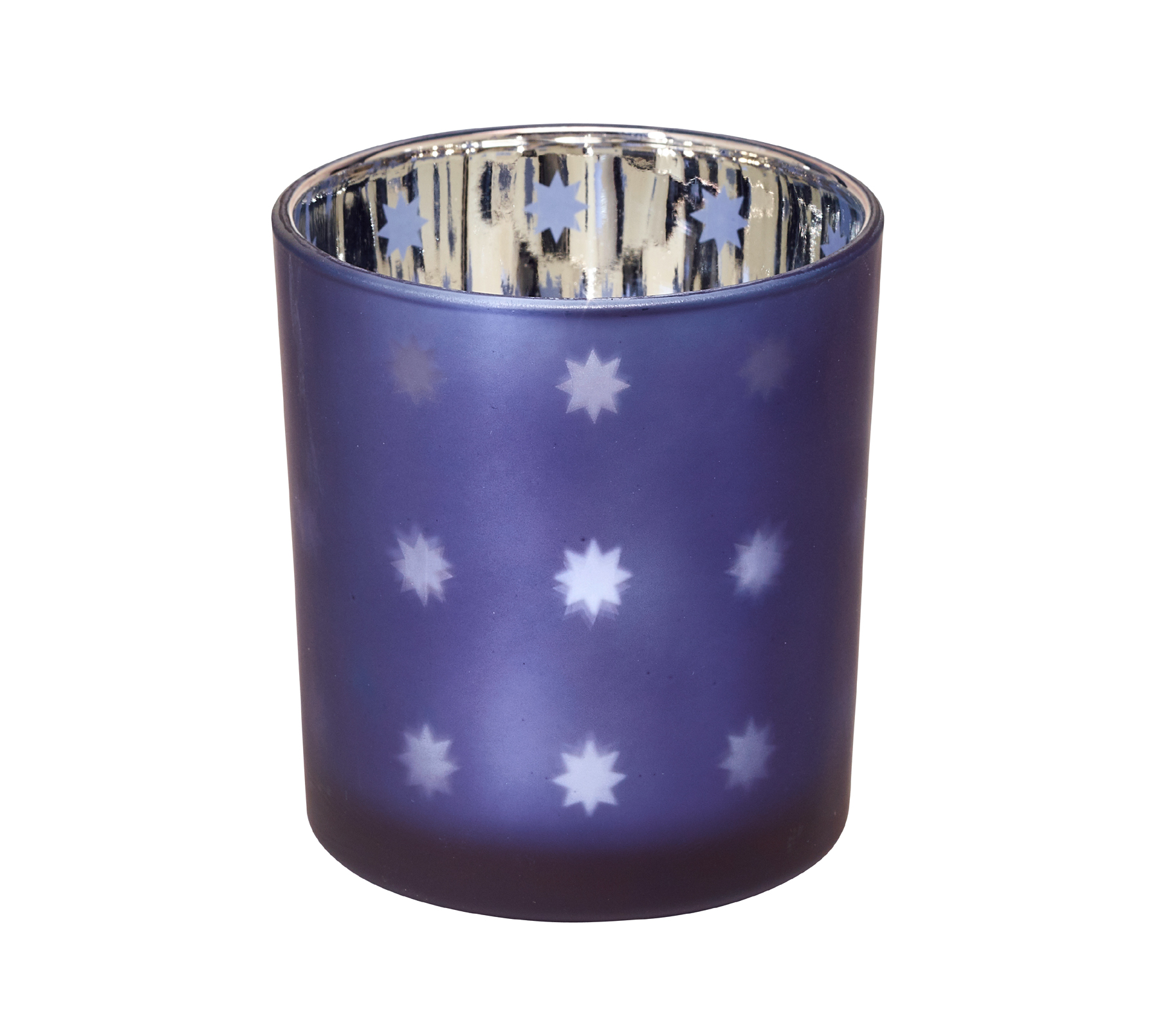 SALE Teelichtglas Domo (Höhe 8 cm), blau & silberfarben, Sternchen-Motiv |  ALLE SALES | SALE
