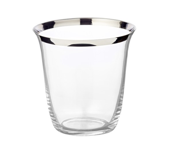 Vase Toby, mundgeblasenes Kristallglas mit Platinrand, Höhe 23 cm, ø 22 cm