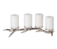 SALE Kerzenleuchter Kingston, Aluminium vernickelt, silberfarben, Länge 51 cm, Kerzenteller ø 8 cm