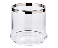 Vorratsglas Lia (H 12 cm, ø 14 cm), mundgeblasenes Kristallglas mit Platinrand als Glasschale